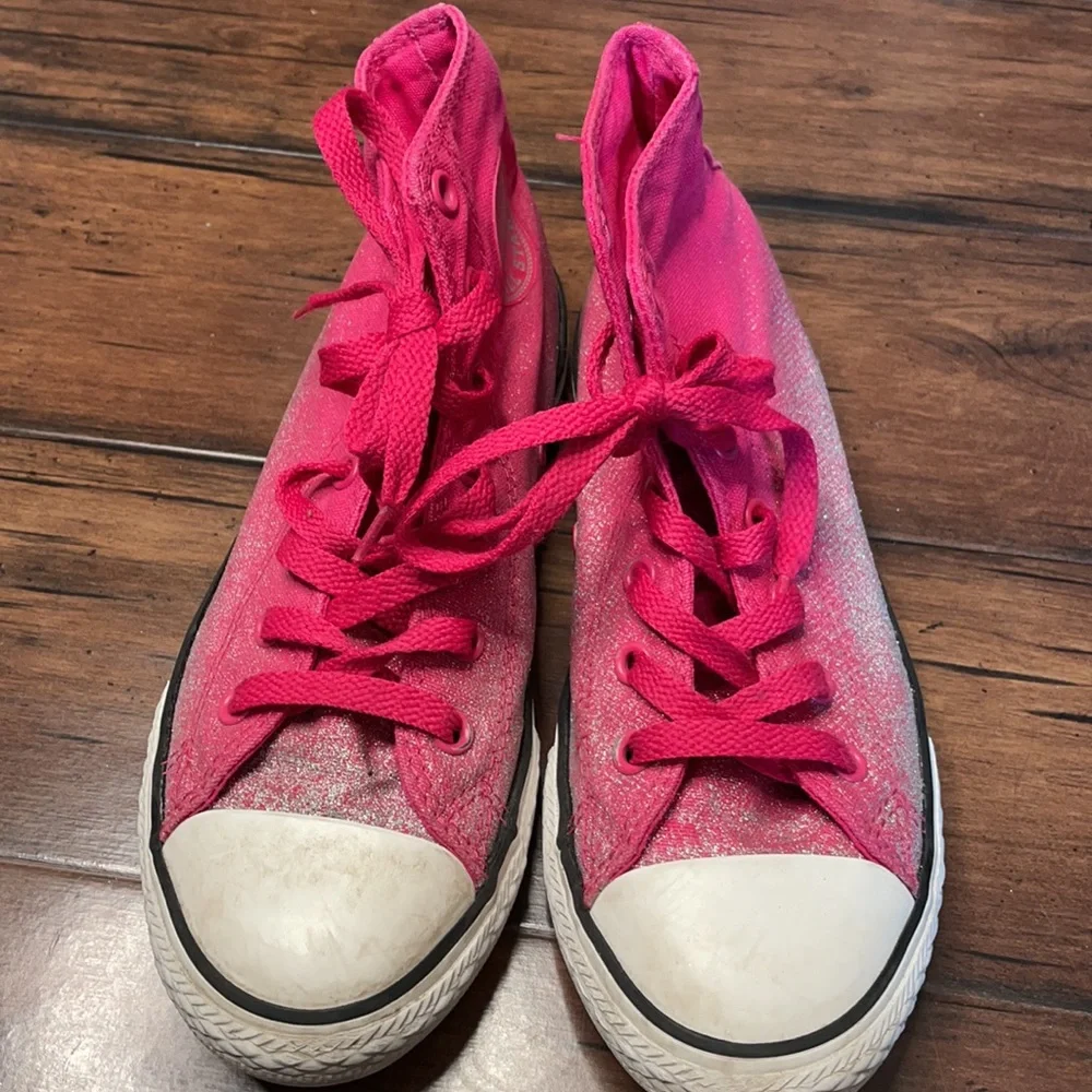Converse canvas high tops pink,silver‎ glitter size 3